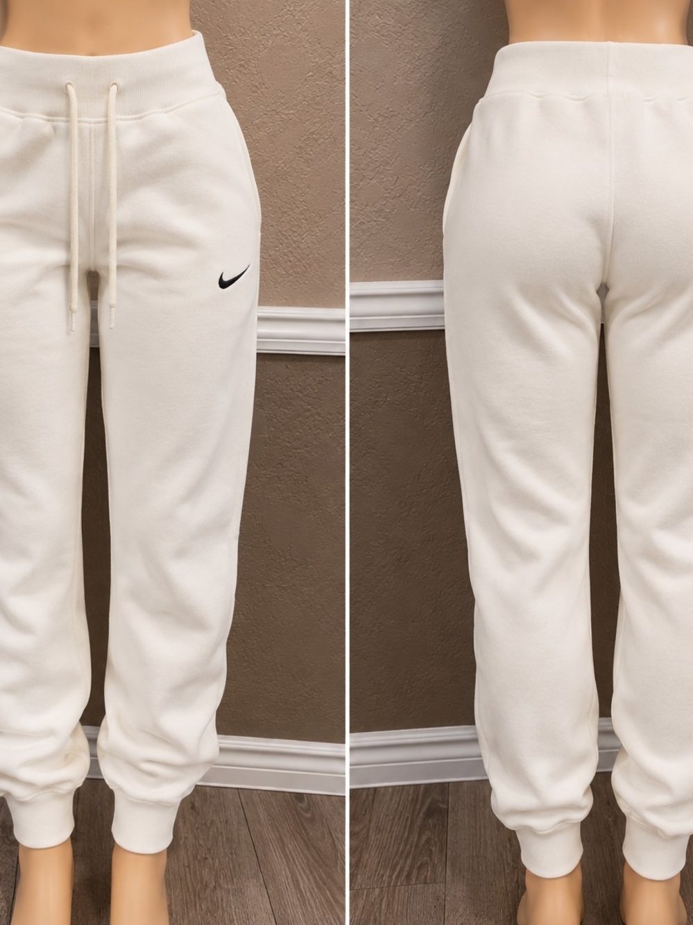 Nike Cream Jogger Sweatpants with Black Swoosh